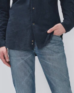 7 For All Mankind Pique Knit Button Down In Navy -7 For All Mankind Shop 009103cf13ff521427fbd8b32c442e7c