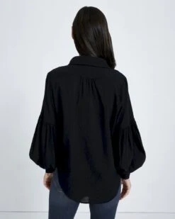 7 For All Mankind Balloon Sleeve Crepe Top In Jet Black -7 For All Mankind Shop 04f668f55ba7d01af46b0c85828f5b2f