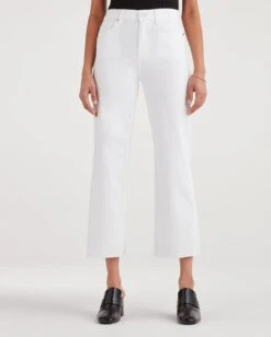 7 For All Mankind Cropped Alexa With Cut Off Hem In White Runway -7 For All Mankind Shop 0f3732d5f6797b5fa5737878ef502115