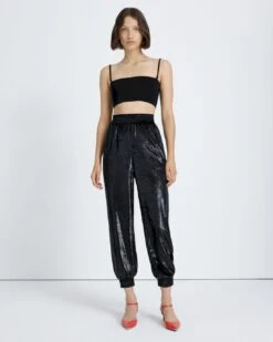 7 For All Mankind Luxe Jogger In Black Shine