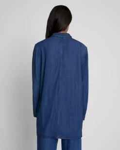 7 For All Mankind Denim Lustre Easy Blazer In Dark Indigo -7 For All Mankind Shop 1b1c1b47806c464de6a66cd57b950187