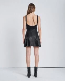 7 For All Mankind Leather Skater Skirt In Black -7 For All Mankind Shop 1d2fa8c3e9ada13a10b939411383a336