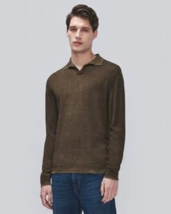 7 For All Mankind Merino Polo In Forest
