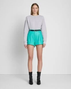 7 For All Mankind Faux Leather Tailored Short In Atlantis