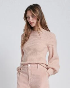 7 For All Mankind Lantern Sleeve Sweater In Blush