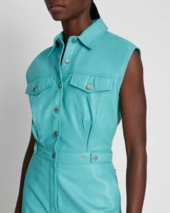 7 For All Mankind Leather Sleeveless Balloon Jumpsuit In Atlantis -7 For All Mankind Shop 287b1beebb119b5b97bb291a554ee463