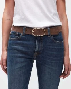 7 For All Mankind Infinity Suede Belt In Brown