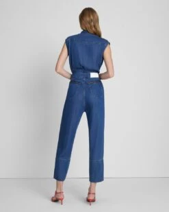 7 For All Mankind Denim Lustre Sleeveless Balloon Jumpsuit In Dark Indigo -7 For All Mankind Shop 2cd92f001c1ed94ea0393a2847d618fc