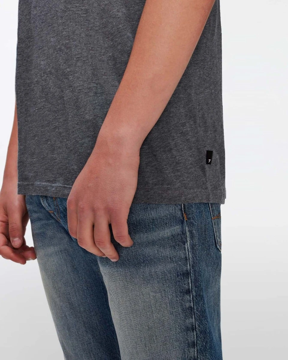 7 For All Mankind Featherweight Cotton Tee In Heather Grey 5 7 For All Mankind Featherweight Cotton Tee In Heather Grey - Image 3