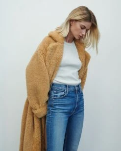 7 For All Mankind Shearling Belted Coat In Light Camel -7 For All Mankind Shop 3396556c56ca196b3e4207c4d1f8a1e2