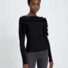 7 For All Mankind Long Sleeve Ruffle Top In Black -7 For All Mankind Shop 3cdcc0708b56b213878d8b24ccc7789c