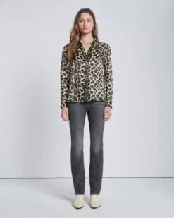 7 For All Mankind Silk Button-Up Shirt In Leopard -7 For All Mankind Shop 467b0c8392f9869aa179ef8361b2ea1e