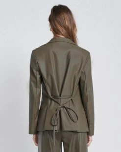 7 For All Mankind Faux Leather Tie Blazer In Deep Lichen -7 For All Mankind Shop 52b7c5354481f3f16c9828acc8e6426e