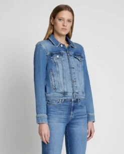 7 For All Mankind Classic Trucker Jacket In Lyme -7 For All Mankind Shop 61d684e40d301044aea6621ca6585fde