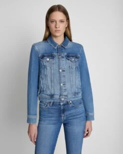 7 For All Mankind Classic Trucker Jacket In Lyme
