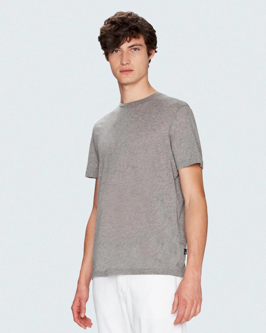 7 For All Mankind Cashmere Blend Tee In Grey Melange 3 7 For All Mankind Cashmere Blend Tee In Grey Melange