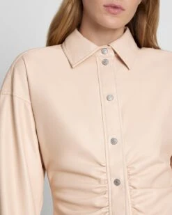 7 For All Mankind Faux Leather Cinched Waist Button Up Shirt In Nude -7 For All Mankind Shop 64258da1357c416c9b1965ae7c889618