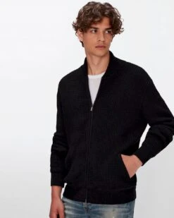 7 For All Mankind Wool Bomber Jacket In Black -7 For All Mankind Shop 661db0b24aa10fdb5b536f371de90936