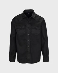 7 For All Mankind Coated Shirt In Black -7 For All Mankind Shop 679b1063e83a414a80b822e533aac8bc