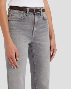 7 For All Mankind Skinny Leather Western Belt In Dark Brown