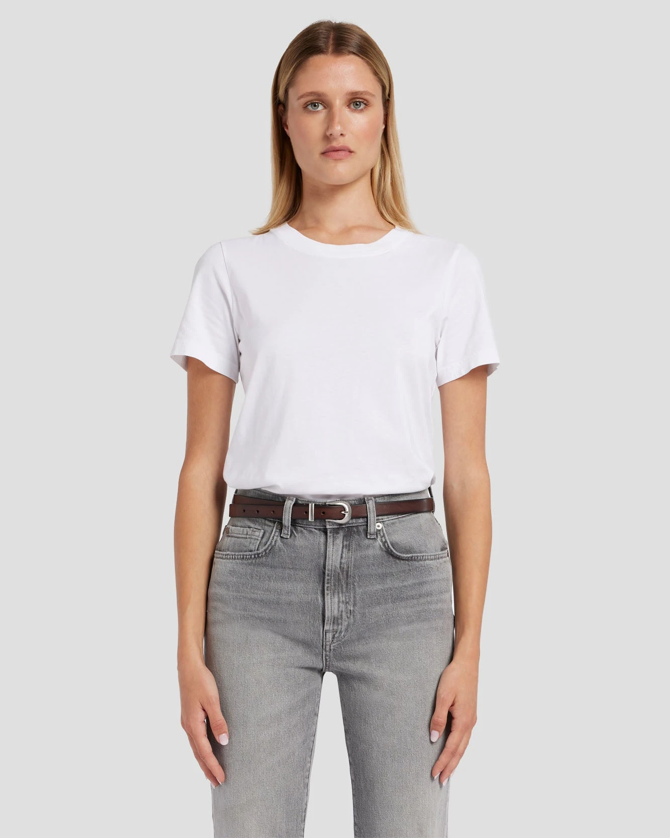 7 For All Mankind Skinny Leather Western Belt In Dark Brown 4 7 For All Mankind Skinny Leather Western Belt In Dark Brown - Image 2