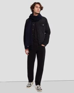 7 For All Mankind Cashmere Blend Scarf In Navy -7 For All Mankind Shop 7A989406 NVY 3