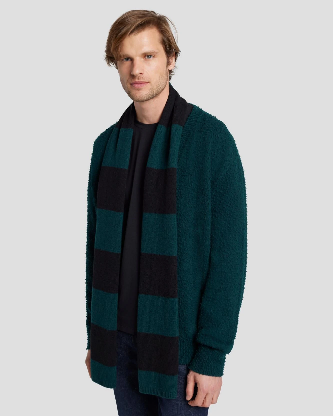 7 For All Mankind Wool Striped Scarf In Hunter Green 7 7 For All Mankind Wool Striped Scarf In Hunter Green - Image 5