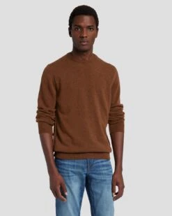 7 For All Mankind Cashmere Crew Sweater In Dapper Tan -7 For All Mankind Shop 7M001209 DPT 5