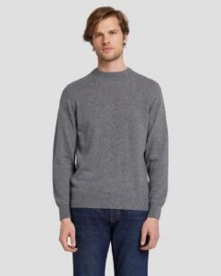 7 For All Mankind Cashmere Crew Sweater In Heather Grey
