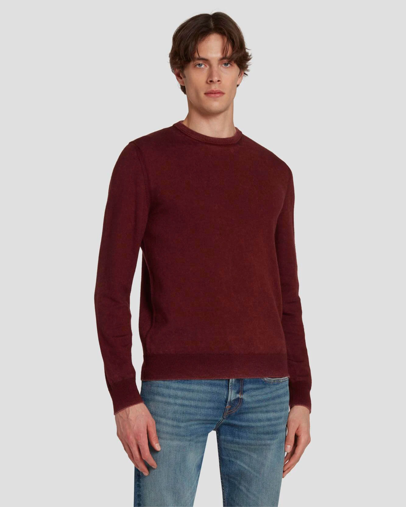 7 For All Mankind Merino Wool Sweater In Mulberry 3 7 For All Mankind Merino Wool Sweater In Mulberry