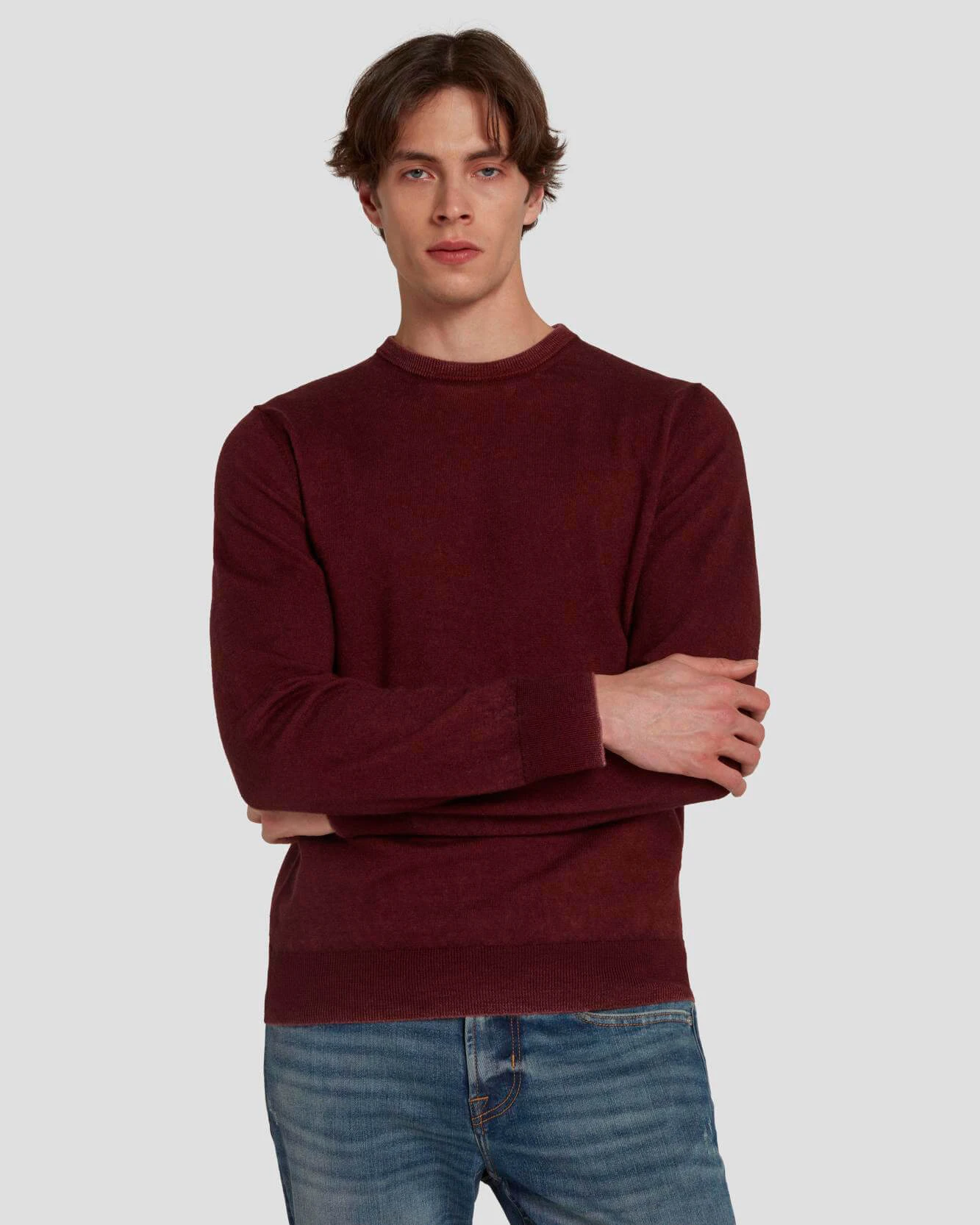 7 For All Mankind Merino Wool Sweater In Mulberry 4 7 For All Mankind Merino Wool Sweater In Mulberry - Image 2