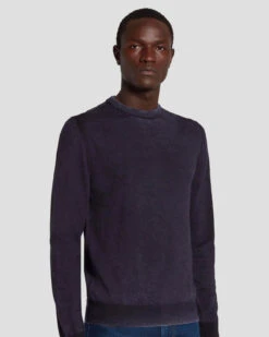 7 For All Mankind Merino Wool Sweater In Navy -7 For All Mankind Shop 7M001M16 NVB 5