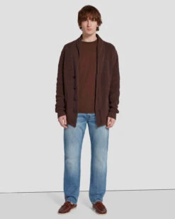 7 For All Mankind Shawl Cardigan In Chestnut -7 For All Mankind Shop 7M003Y34 CTT 6