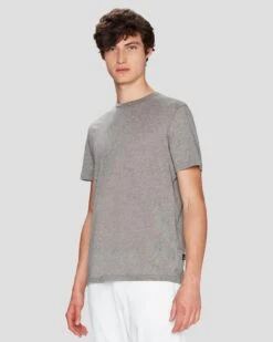 7 For All Mankind Cashmere Blend Tee In Heather Grey