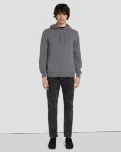 7 For All Mankind Cashmere Hoodie In Heather Grey -7 For All Mankind Shop 7M209209 HEA 3