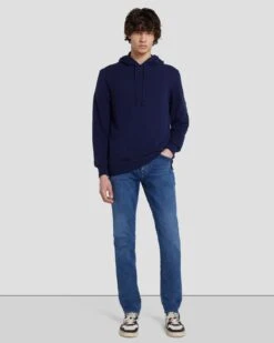 7 For All Mankind Cashmere Hoodie In Navy -7 For All Mankind Shop 7M209209 NVY 3