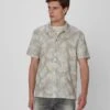 7 For All Mankind Palm Print Camp Shirt In Indigo