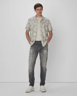 7 For All Mankind Palm Print Camp Shirt In Indigo -7 For All Mankind Shop 7M511C80 IPM 04