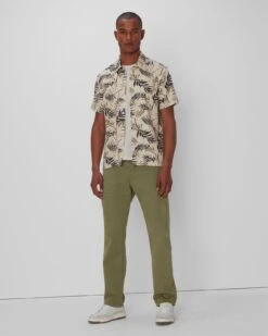 7 For All Mankind Palm Print Camp Shirt In Tea