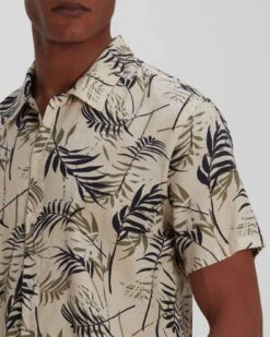 7 For All Mankind Palm Print Camp Shirt In Tea -7 For All Mankind Shop 7M511C80 TPL 04