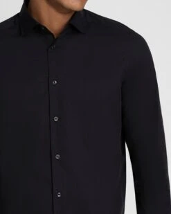 7 For All Mankind Long Sleeve Poplin Shirt In Black -7 For All Mankind Shop 7M543M21 BLK 3
