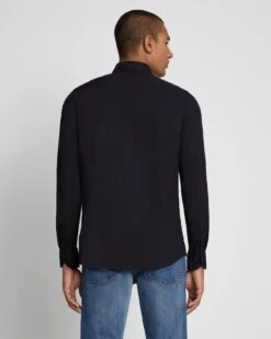 7 For All Mankind Long Sleeve Poplin Shirt In Black -7 For All Mankind Shop 7M543M21 BLK 4