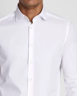 7 For All Mankind Long Sleeve Poplin Shirt In White -7 For All Mankind Shop 7M543M21 WHT 3