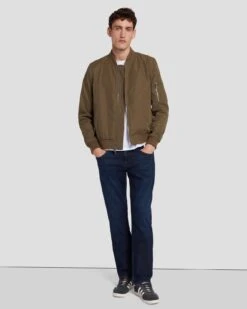 7 For All Mankind Tech Bomber Jacket In Army -7 For All Mankind Shop 7M907Q32 ARM 6