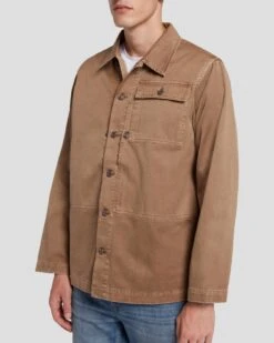 7 For All Mankind Military Overshirt In Sand -7 For All Mankind Shop 7MEM1W03 SND 3