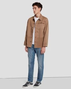7 For All Mankind Military Overshirt In Sand -7 For All Mankind Shop 7MEM1W03 SND 6