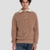 7 For All Mankind Half Zip Sweater In Sand -7 For All Mankind Shop 7MHZMK03 SOW 1