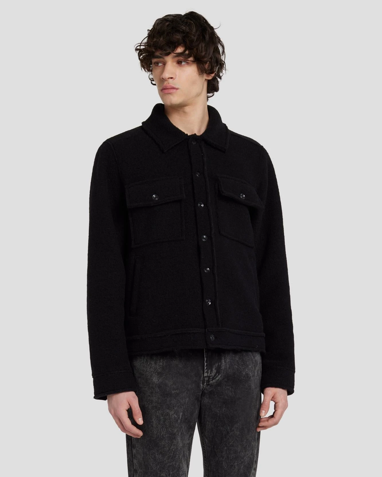 7 For All Mankind Wool Trucker In Black 3 7 For All Mankind Wool Trucker In Black