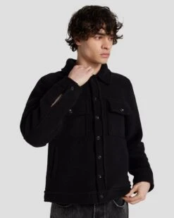 7 For All Mankind Wool Trucker In Black 14 7 For All Mankind Wool Trucker In Black -7 For All Mankind Shop 7MSELW89 BLK 5