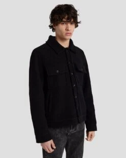 7 For All Mankind Wool Trucker In Black 15 7 For All Mankind Wool Trucker In Black -7 For All Mankind Shop 7MSELW89 BLK 6